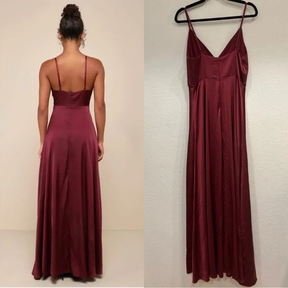 Size L - NWOT Lulus Dress Ode To Love Burgundy Satin Maxi Dress -  eharrisgallery.com